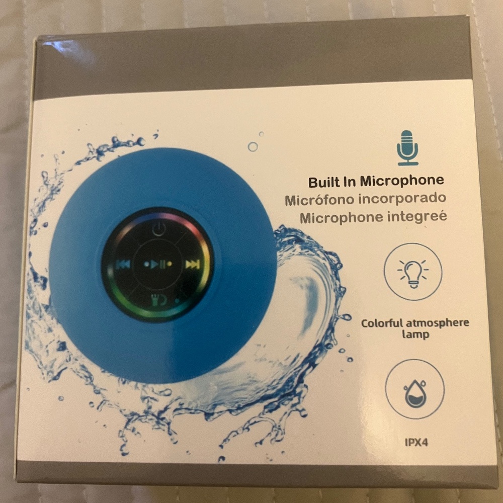 New Round Speaker Mini Blue Waterproof Bluetooth For Shower Pool Bathroom